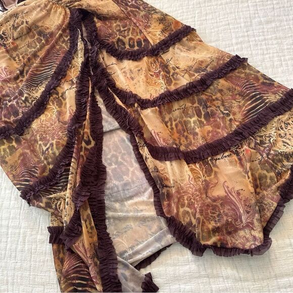 Jaded London Fatale Maxi Dress Open Neck Cut Out Sheer Floral Leopard Size 6 - Picture 9 of 9